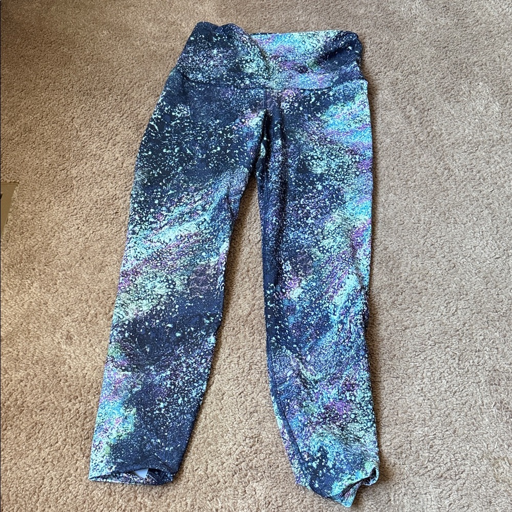 Galaxy Print Active Leggings - Blue/Purple
